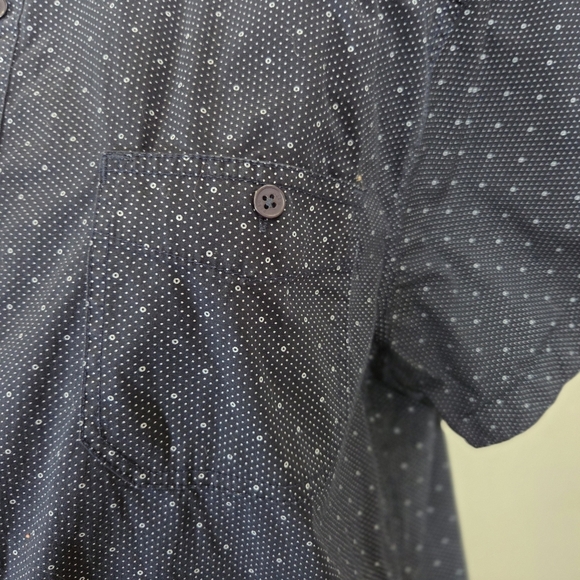 ⭐️PD&C Mens Stretch Slim Fit Navy Print Button-Up Shirt Size L - Picture 4 of 4